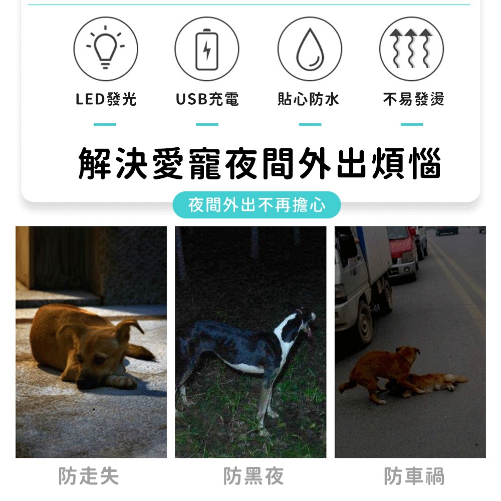 寵物發光項圈 充電式LED頸圈 貓咪項圈 狗狗項圈-細節圖2