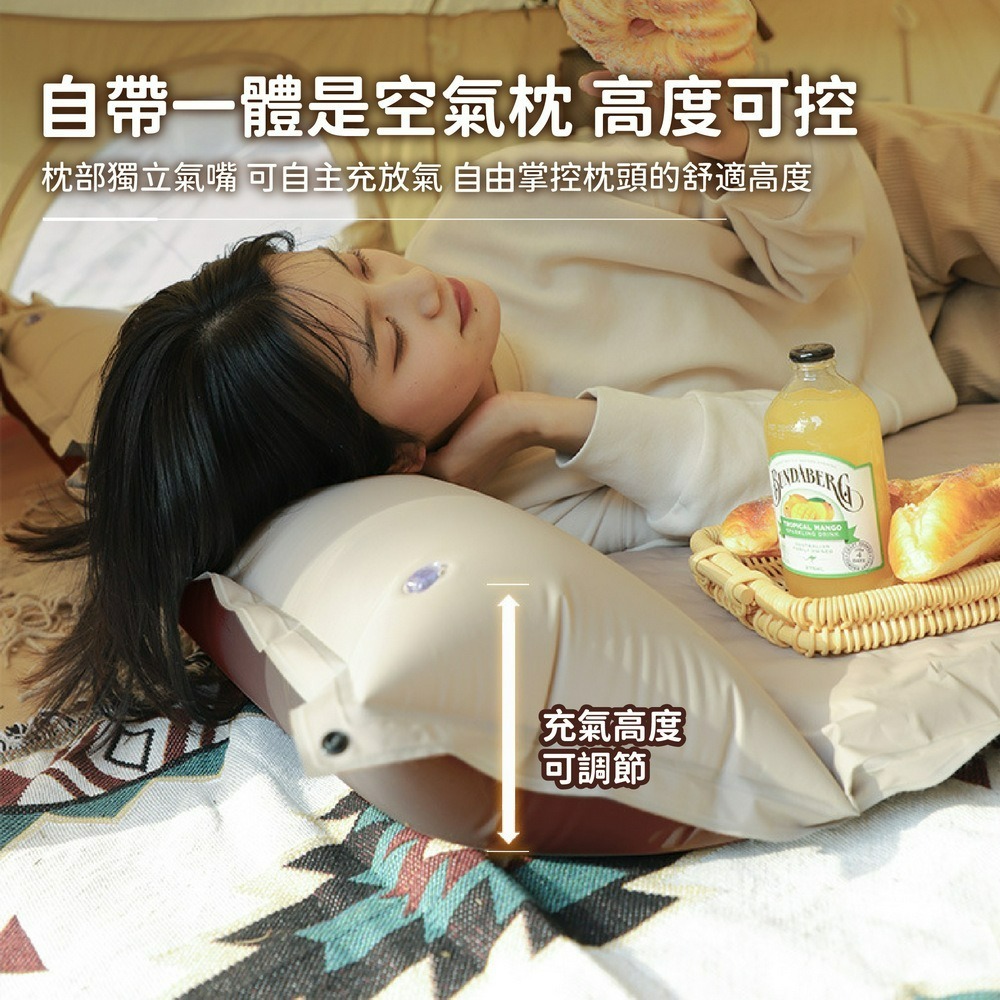 帶枕充氣睡墊 自動充氣拼接床墊 單/雙人充氣床-細節圖2