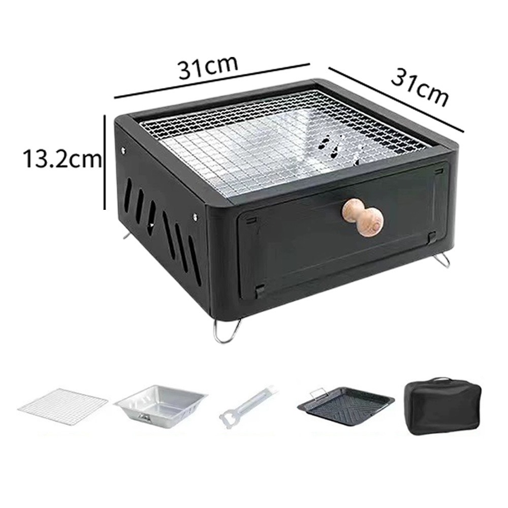 多功能方型燒烤爐 抽拉式烤肉架 戶外BBQ木炭爐-規格圖9