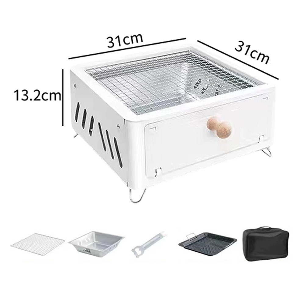 多功能方型燒烤爐 抽拉式烤肉架 戶外BBQ木炭爐-規格圖9