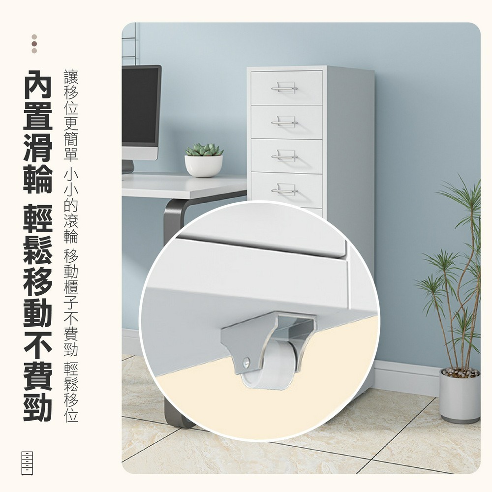 附輪抽屜櫃 辦公室移動文件櫃 桌下收納櫃-細節圖4