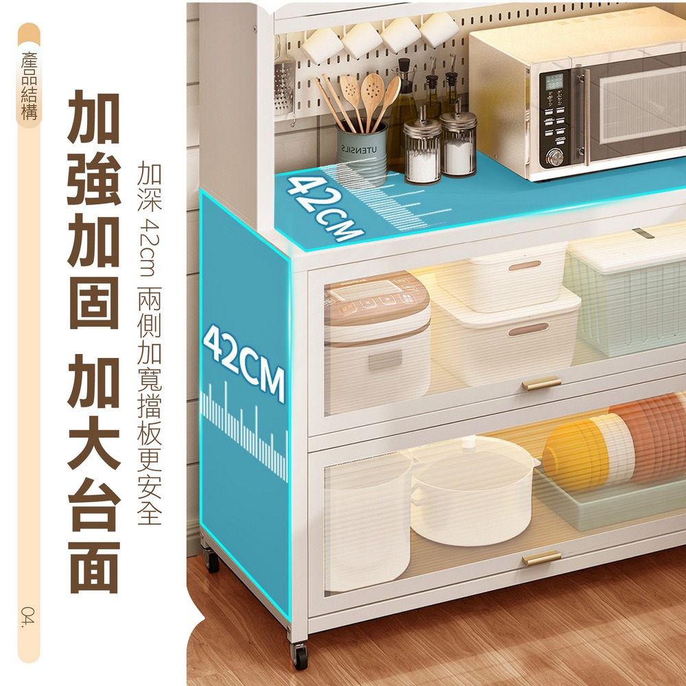 廚房收納置物架 洞洞板收納櫥櫃 電器碗碟儲物架-細節圖5