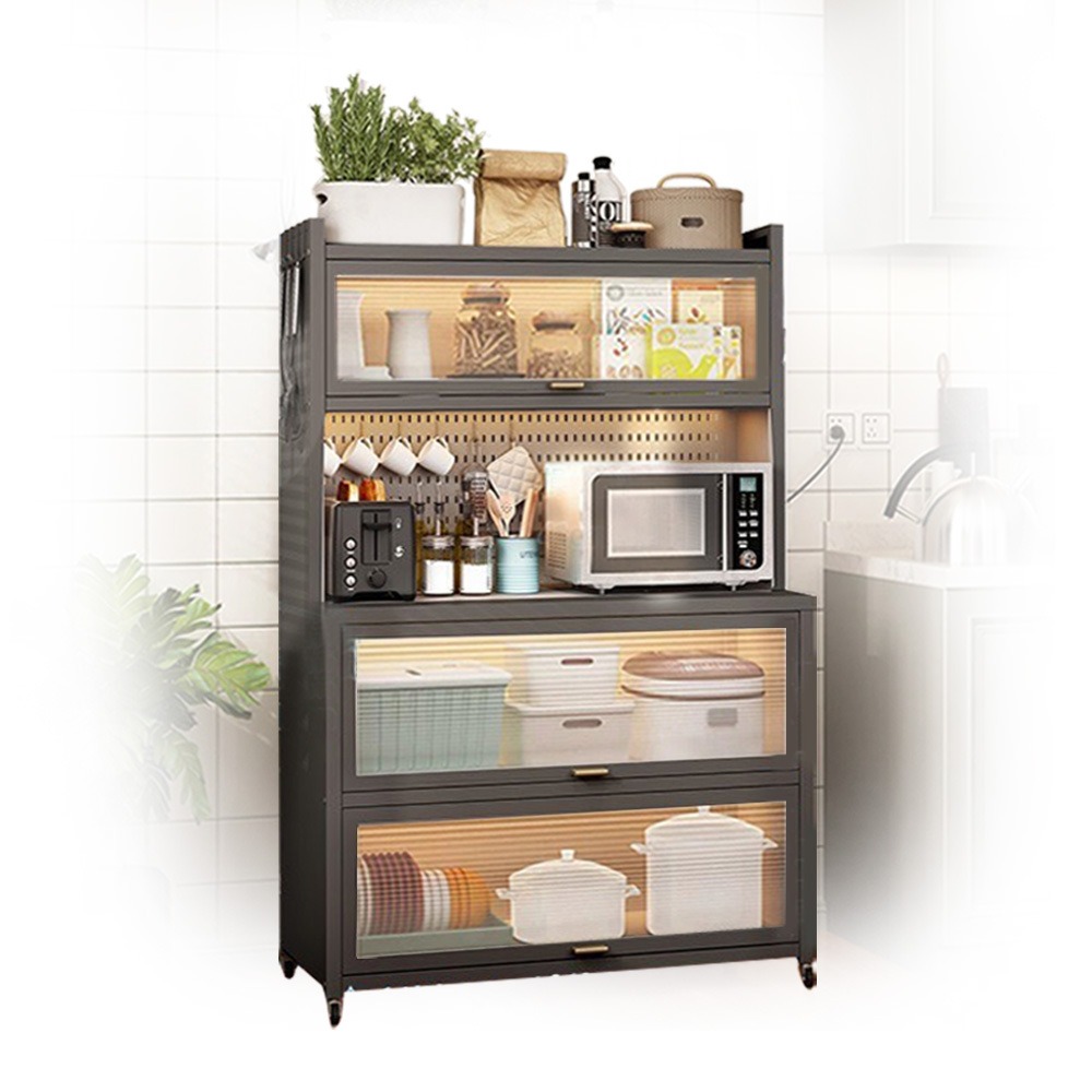 廚房收納置物架 洞洞板收納櫥櫃 電器碗碟儲物架-規格圖9