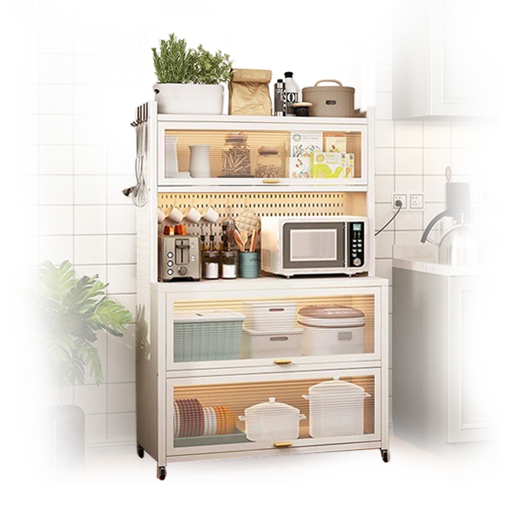 廚房收納置物架 洞洞板收納櫥櫃 電器碗碟儲物架-規格圖9