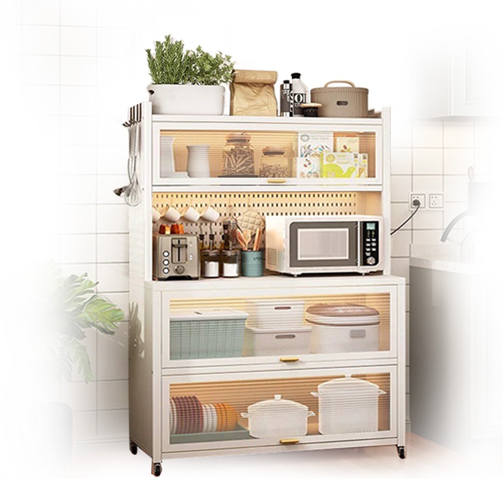 廚房收納置物架 洞洞板收納櫥櫃 電器碗碟儲物架-規格圖9