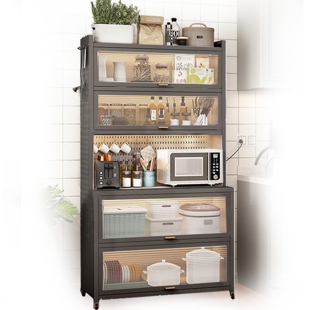 廚房收納置物架 洞洞板收納櫥櫃 電器碗碟儲物架-規格圖9