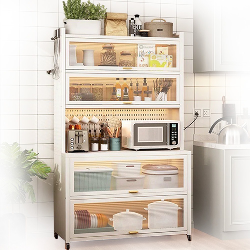 廚房收納置物架 洞洞板收納櫥櫃 電器碗碟儲物架-規格圖9