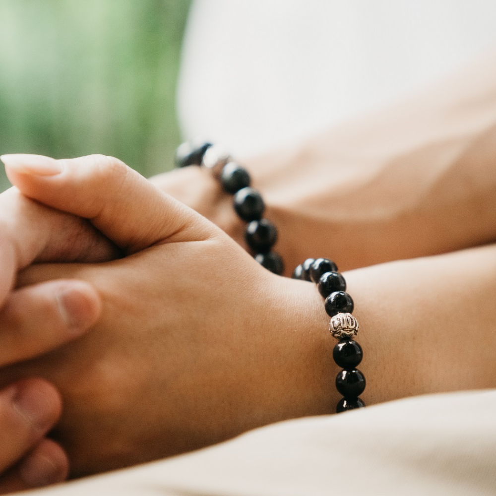 純銀墨玉手鍊 | 閨密、男友、女友手鍊 附消磁水晶-細節圖2