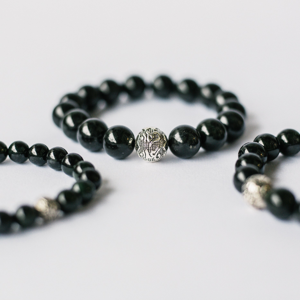 純銀墨玉手鍊 | 閨密、男友、女友手鍊 附消磁水晶-細節圖5