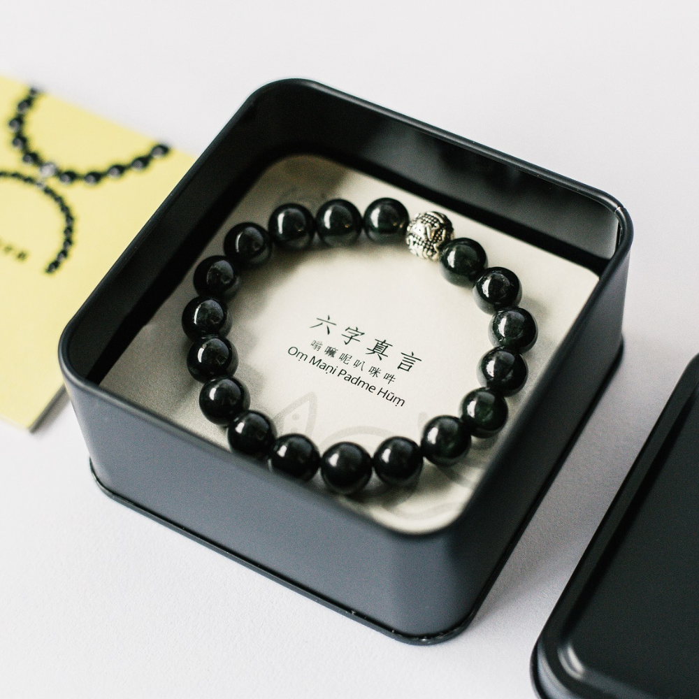 純銀墨玉手鍊 | 閨密、男友、女友手鍊 附消磁水晶-細節圖6