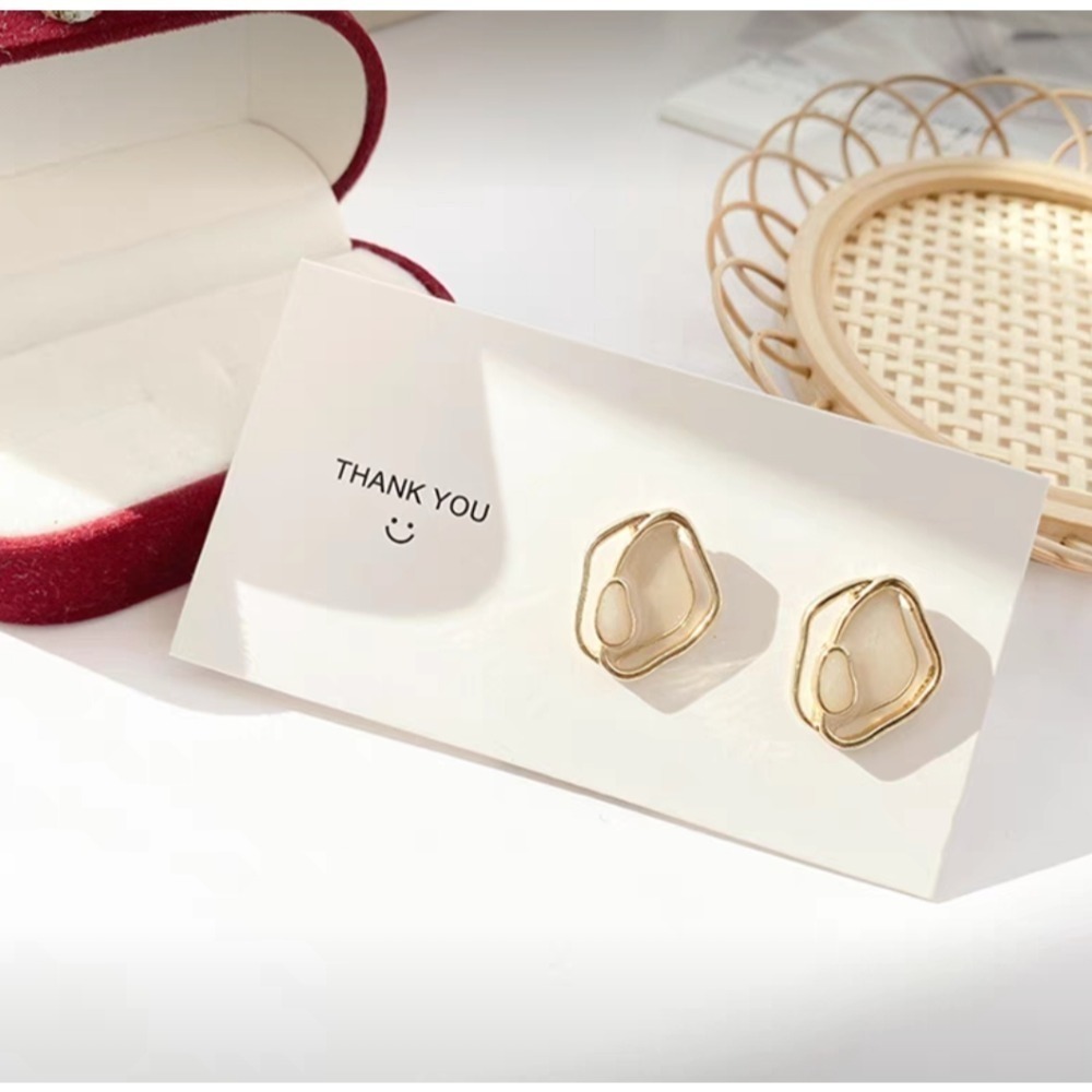 現貨☆S925銀針耳環✜韓國設計韓款✜金色耳環/耳夾/大理石金邊/石紋/簡約耳環-細節圖2