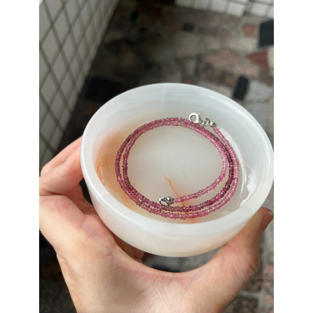 粉紅漸層碧璽珠鍊 珠子直徑0.2-0.3cm 全長42cm-細節圖7