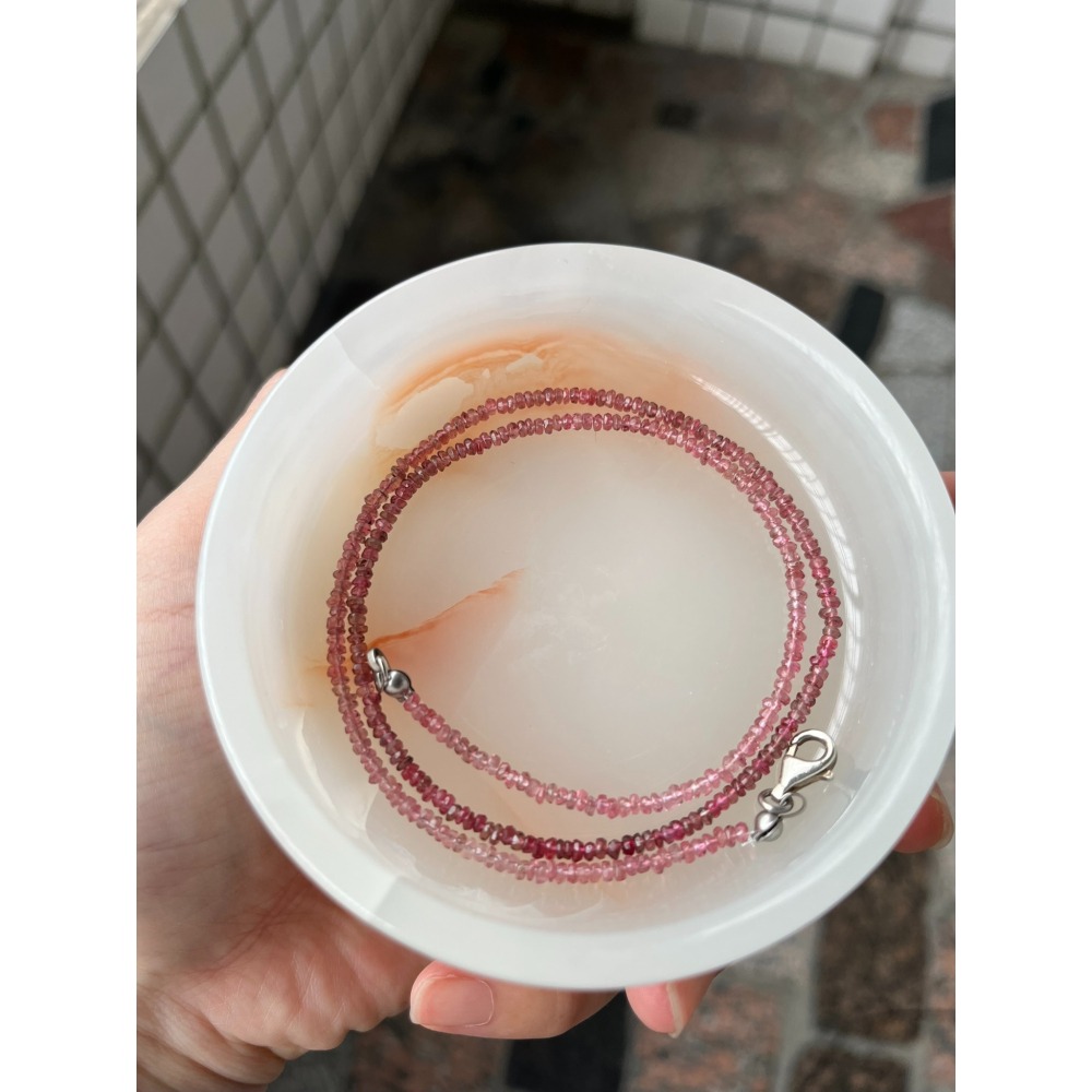 粉紅漸層碧璽珠鍊 珠子直徑0.2-0.3cm 全長42cm-細節圖8