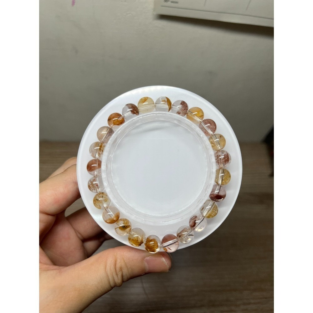 水晶手串讓藏，透體拉絲兔毛 8咪 手圍16-細節圖2