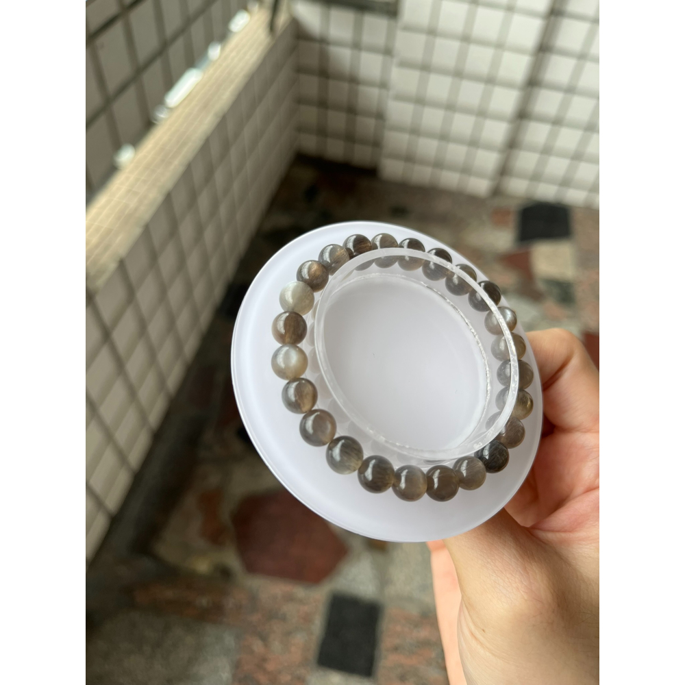 水晶手串讓藏，黑太陽石  黑骨幹 7.5咪 手圍16-細節圖2