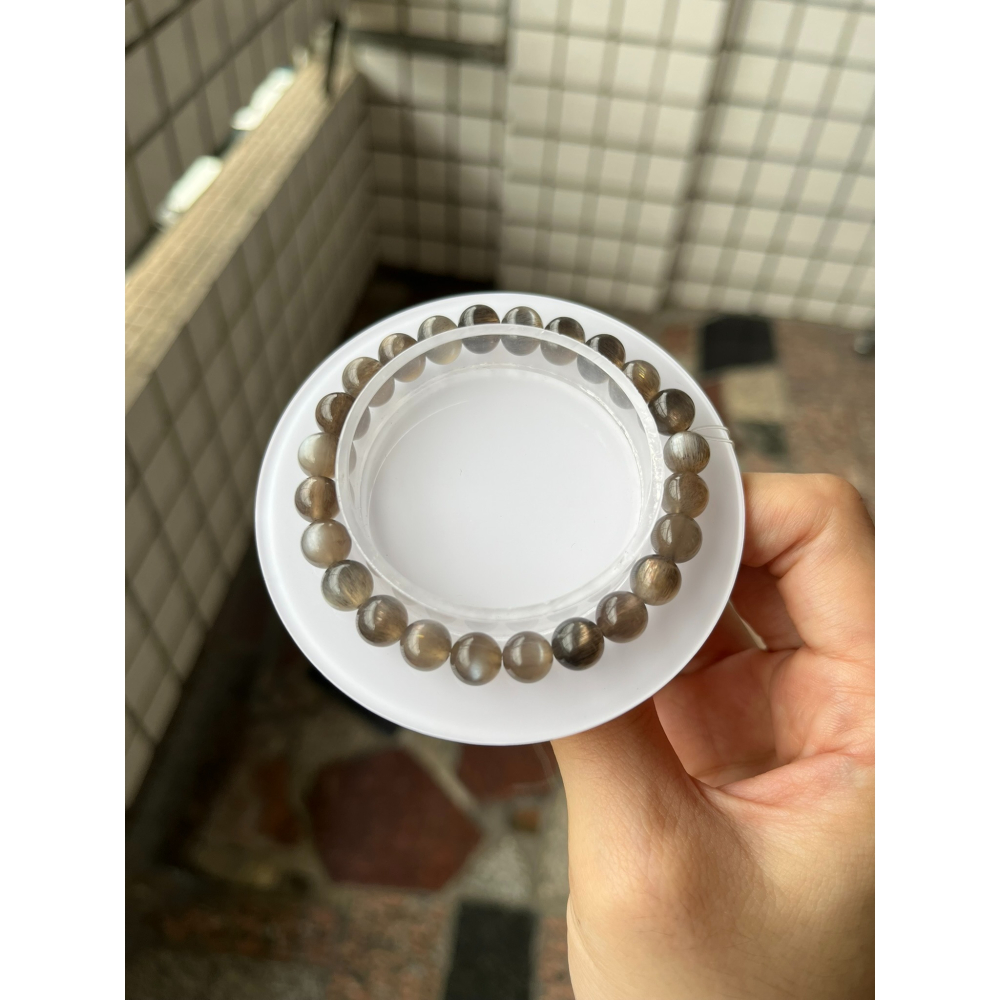 水晶手串讓藏，黑太陽石  黑骨幹 7.5咪 手圍16-細節圖4