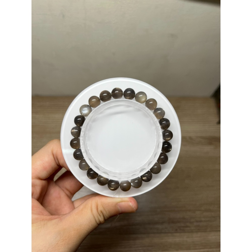 水晶手串讓藏，黑太陽石  黑骨幹 7.5咪 手圍16-細節圖5