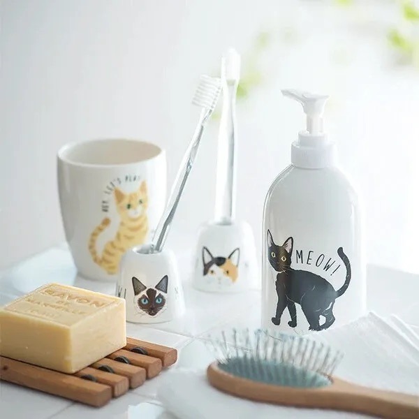 【現貨】【日本製🇯🇵】Chaton 貓咪牙刷架｜陶瓷牙刷收納底座 牙刷瀝乾架 浴室小物 日本牙刷架-細節圖2