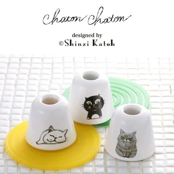 【現貨】【日本製🇯🇵】Chaton 貓咪牙刷架｜陶瓷牙刷收納底座 牙刷瀝乾架 浴室小物 日本牙刷架-細節圖3