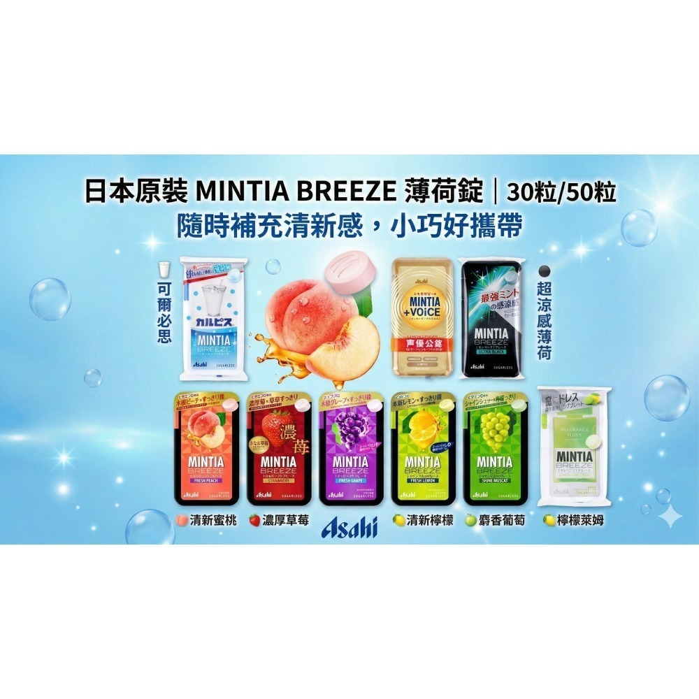 【現貨 日本製 🇯🇵】 Asahi 朝日 MINTIA 清涼薄荷錠｜BREEZE 系列 30粒／果香系列 50粒 清-細節圖11