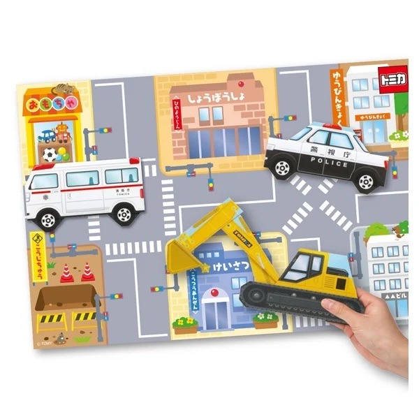 現貨 日本製】🇯🇵 Tomica 多美小汽車 造型摺紙組 (附場景地圖)｜警車 消防車 救護車｜親子DIY 勞作-細節圖3