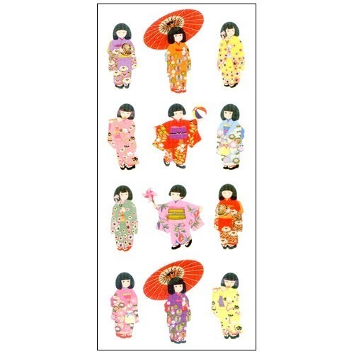 【現貨｜日本製🇯🇵】奧山商會 和紙金箔貼紙｜手帳貼紙｜旅行日記裝飾｜關西旅行・東北巡禮・和服少女｜日系文具-規格圖8
