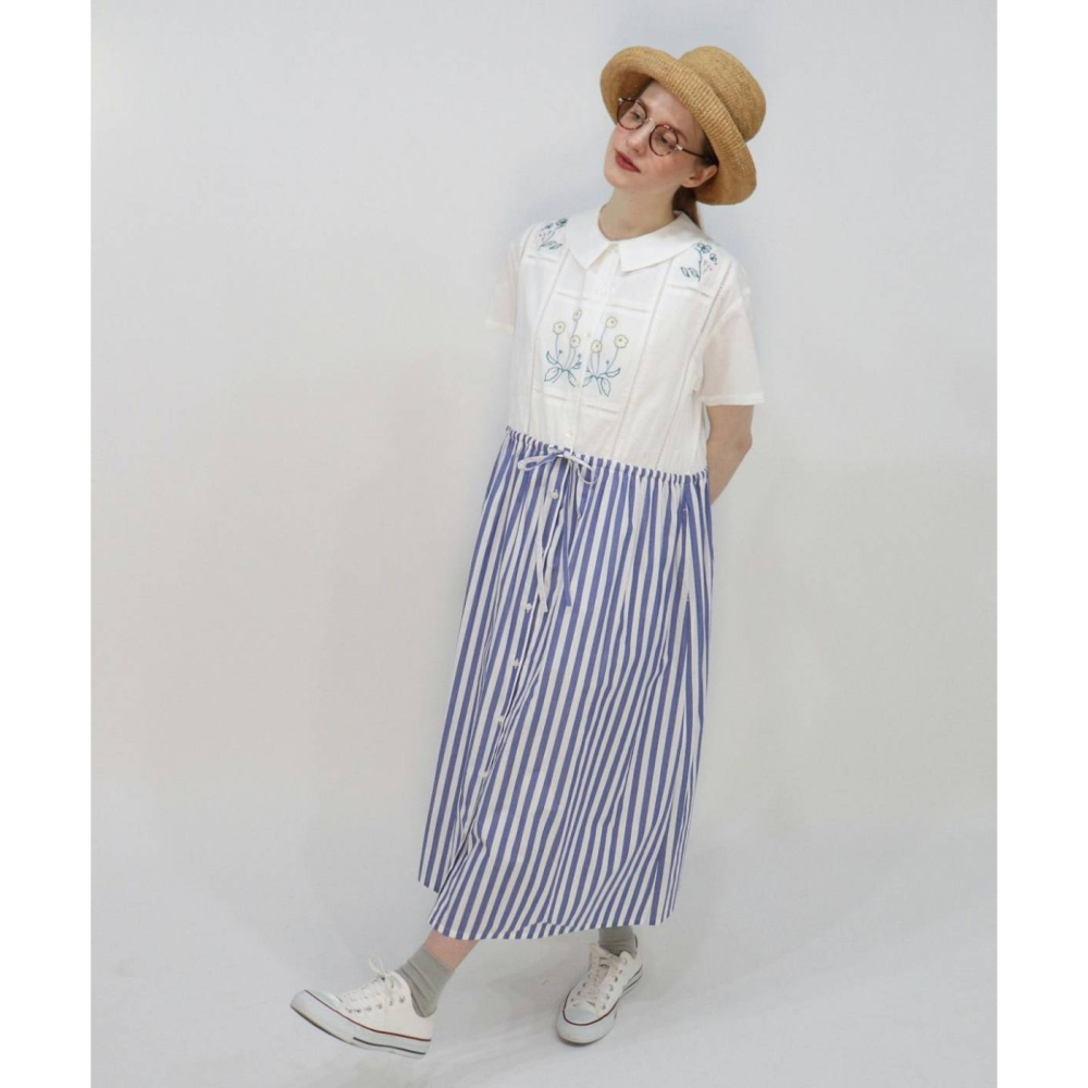 日-⚘️刺繡拼接洋裝-1色-細節圖3