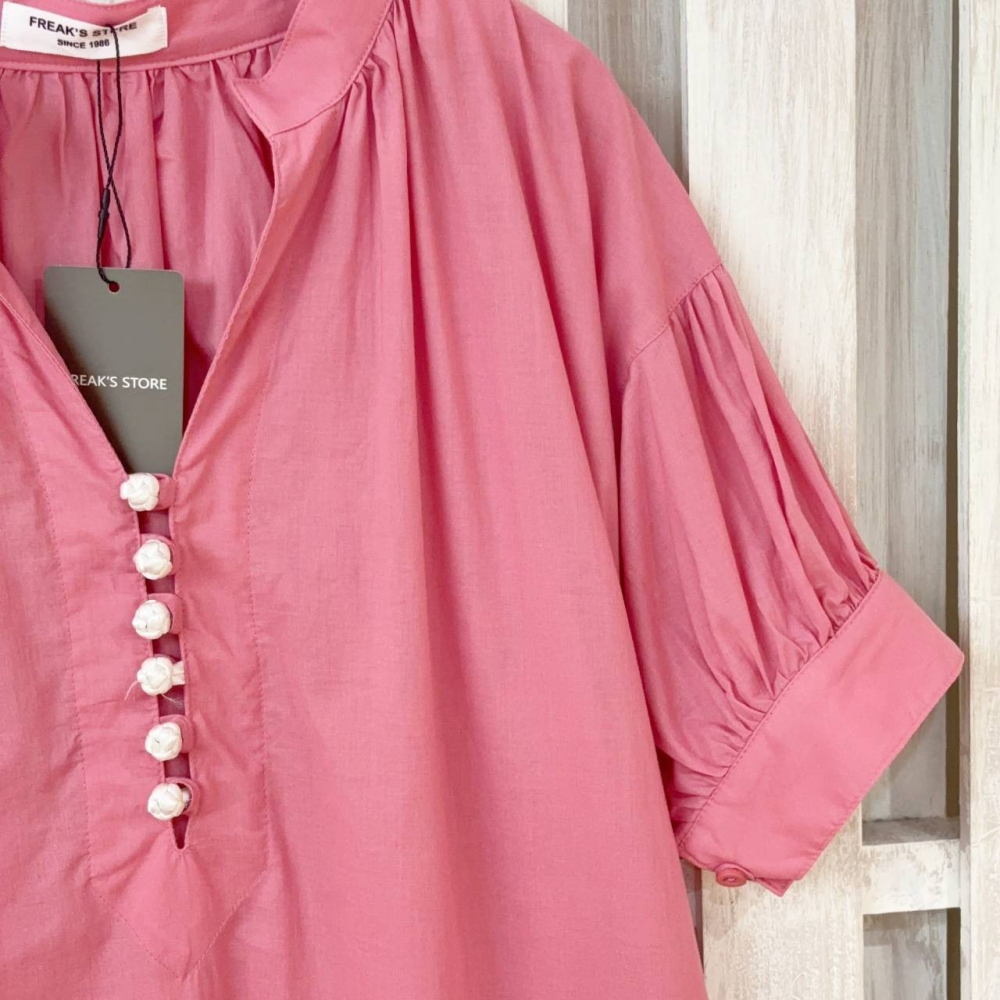 日-泡泡袖純色長衫／洋裝-1色-細節圖4