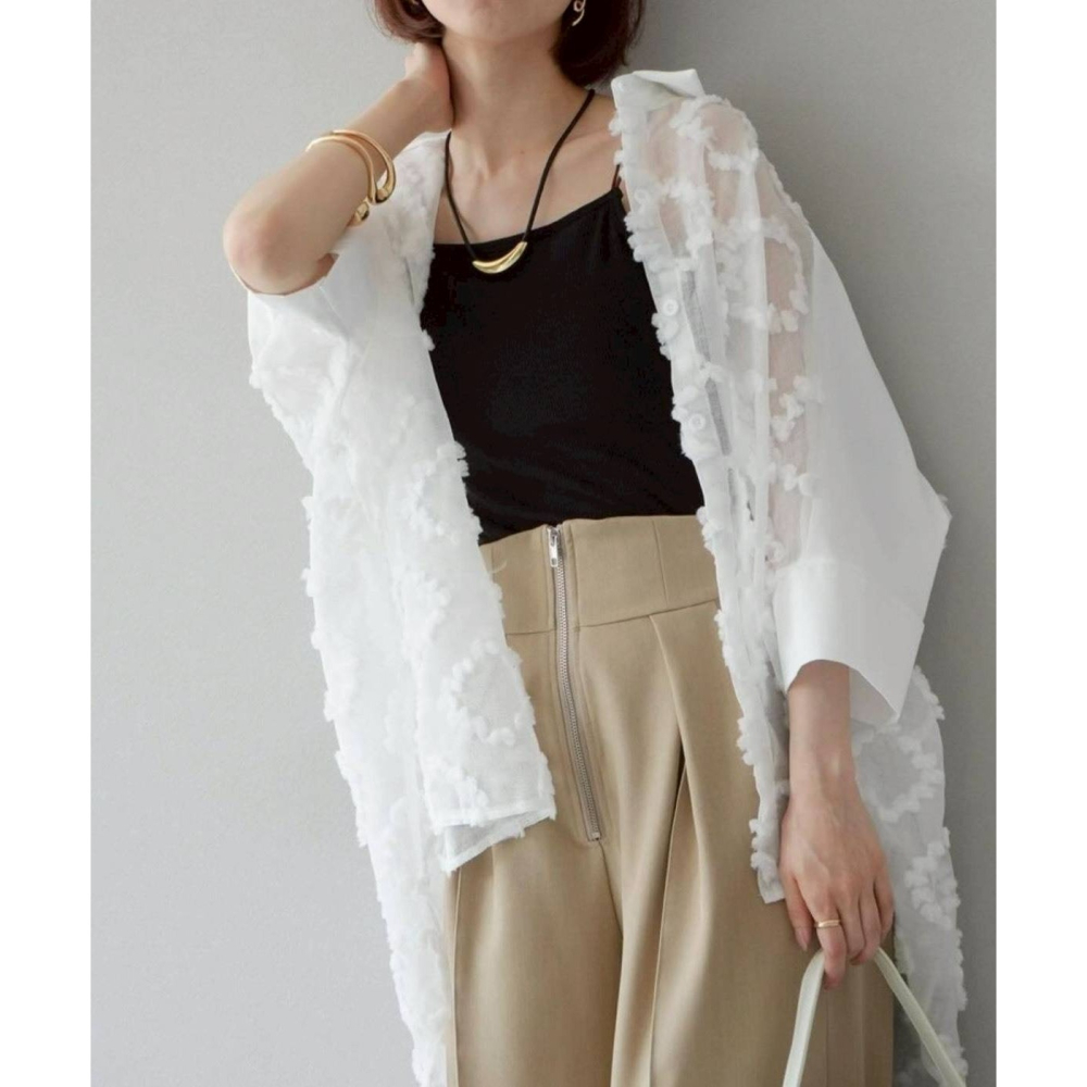 日- 立體花紋透膚衫-1色-細節圖5