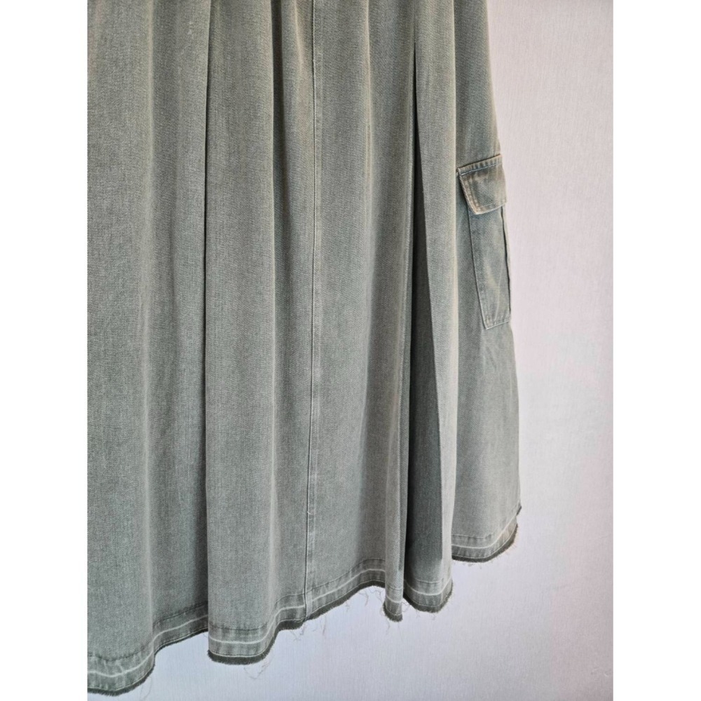 不對襯水洗牛仔長裙-1色-細節圖5