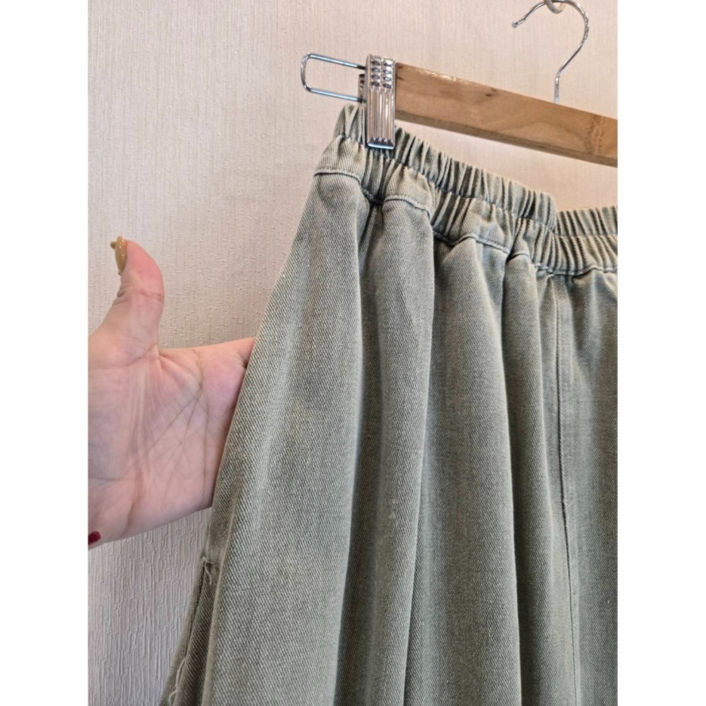 不對襯水洗牛仔長裙-1色-細節圖6