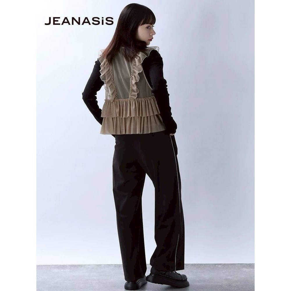 日-拼接荷葉綁帶網紗背心-3色-細節圖6