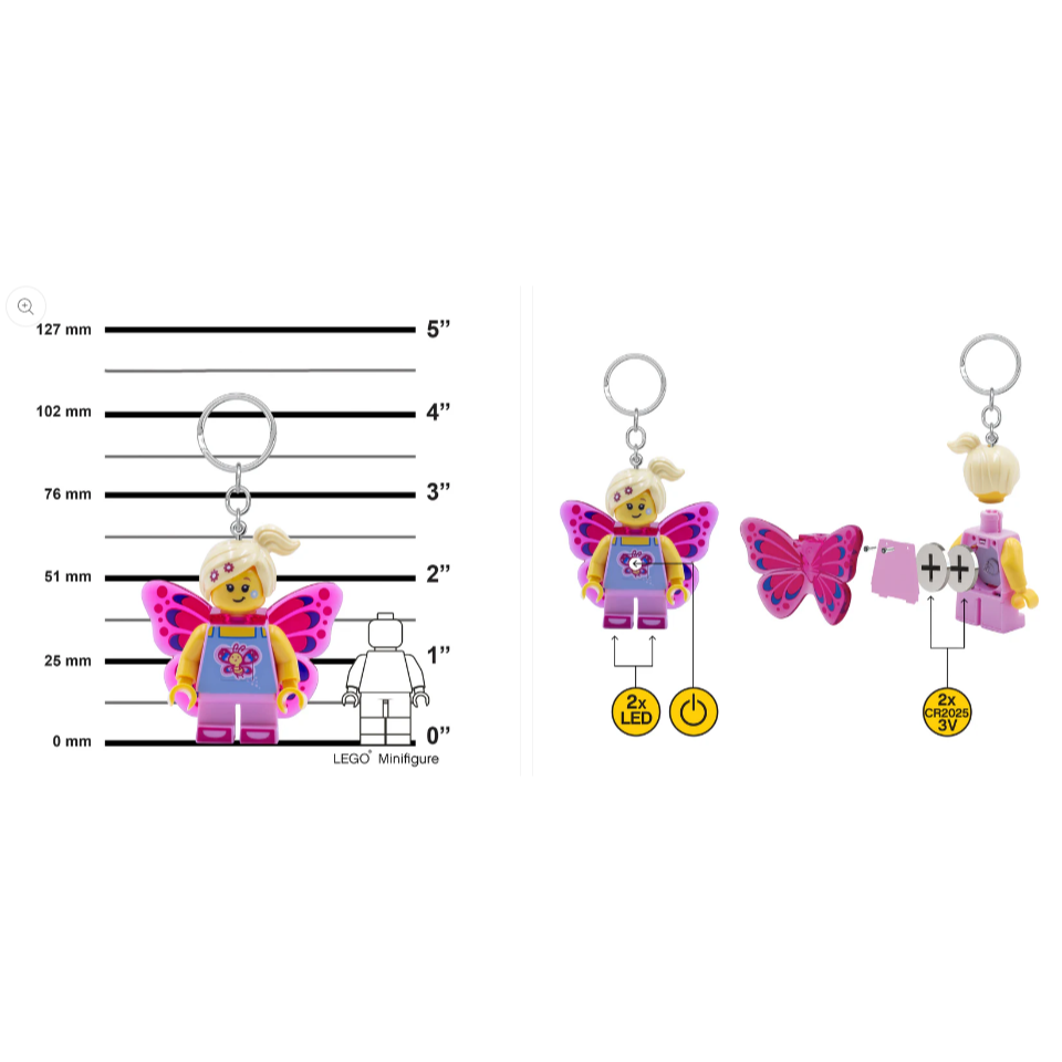 QKQK / 全新現貨 LEGO 蝴蝶女孩 LED發光鑰匙圈 送禮禮物 樂高鑰匙圈系列-細節圖2