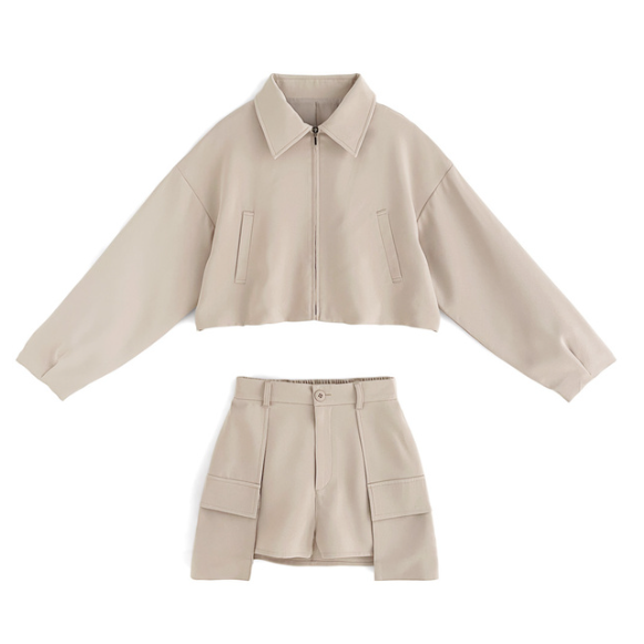 D、短版外套+褲子(M)