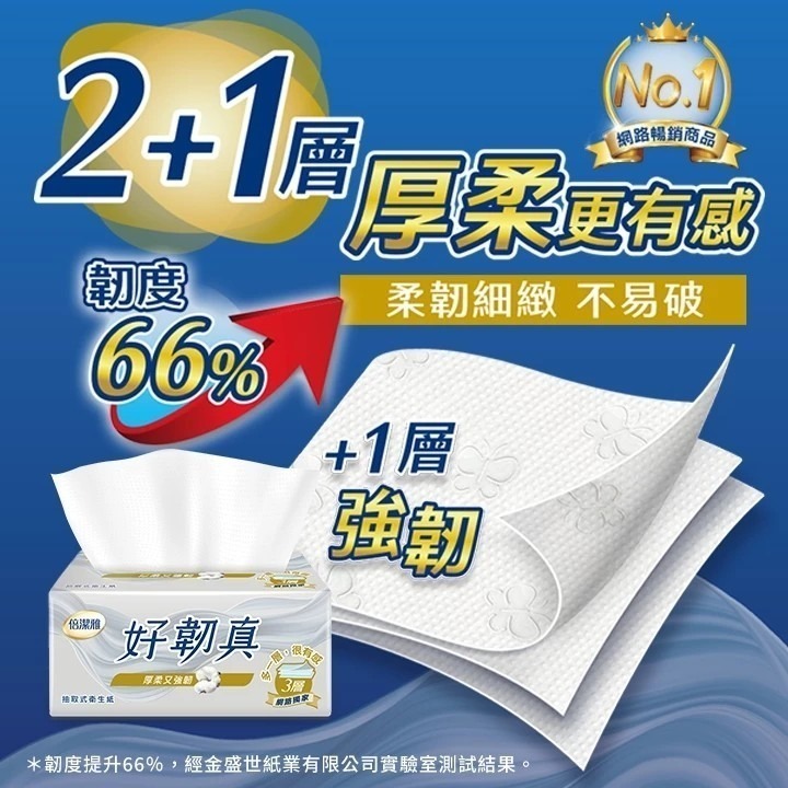 倍潔雅 好韌真 抽取式衛生紙 3層 100抽 20包/組 ★1單最多20包超過請分開下單謝謝★-細節圖2