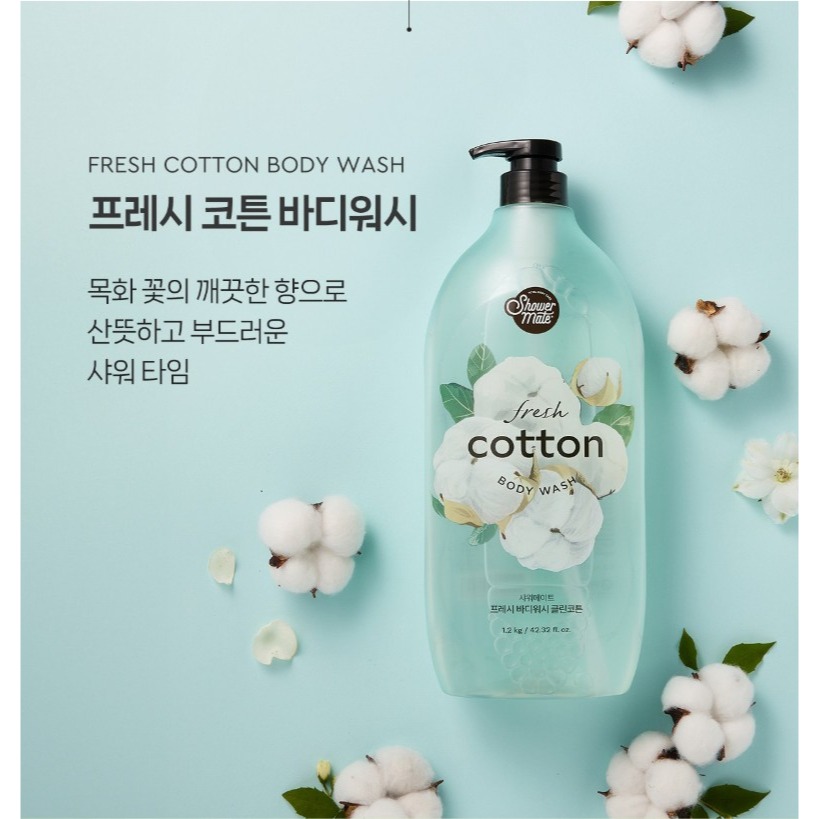 【韓國熱銷沐浴乳】 Shower mate 微風如沐清新沐浴乳 棉花籽香 蔓越莓 蜜桃香 香甜柚 1.2kg 1瓶-細節圖4