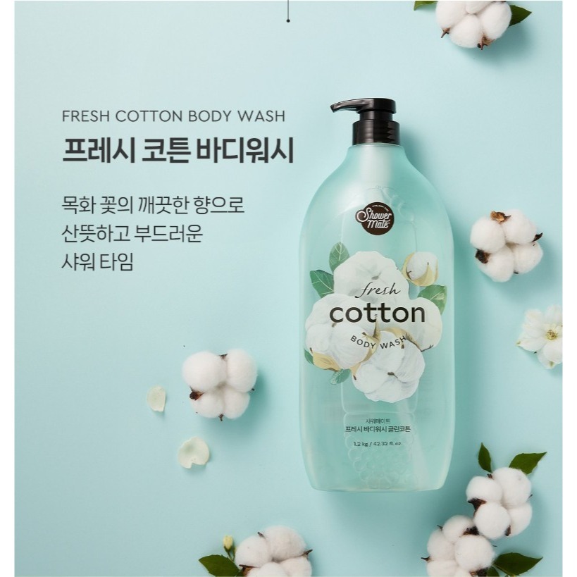 【韓國熱銷沐浴乳】 Shower mate 微風如沐清新沐浴乳 棉花籽香 蔓越莓 蜜桃香 香甜柚 1.2kg 1瓶-細節圖4