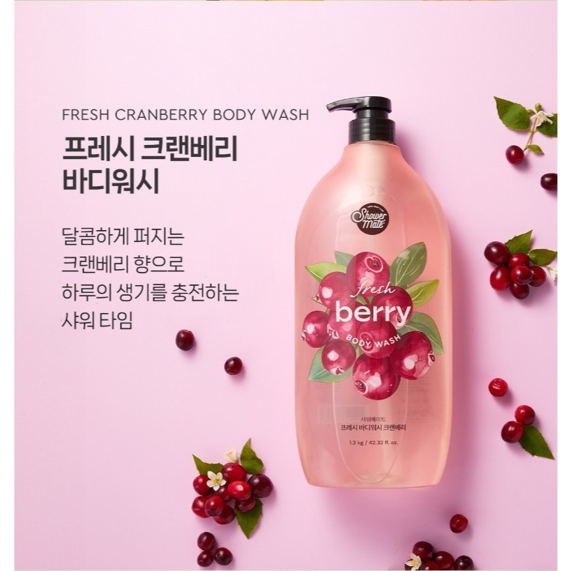 【韓國熱銷沐浴乳】 Shower mate 微風如沐清新沐浴乳 棉花籽香 蔓越莓 蜜桃香 香甜柚 1.2kg 1瓶-細節圖6