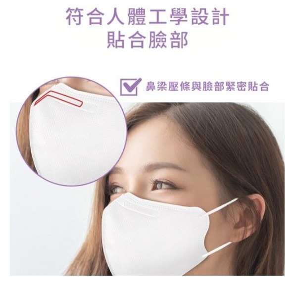 comet KF94 鳥嘴型立體口罩 L號 白色 黑色 100片 1盒-細節圖5