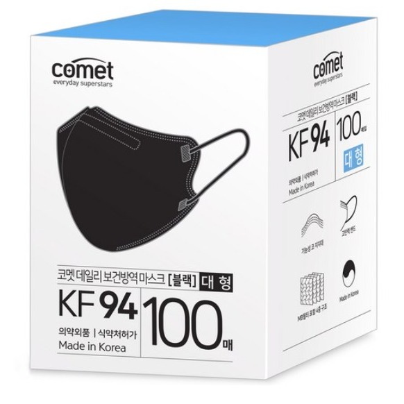 comet KF94 鳥嘴型立體口罩 L號 白色 黑色 100片 1盒-規格圖8