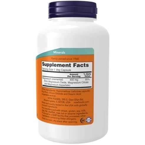 NOW Foods 鎂素食膠囊 400mg, 1罐, 180顆-細節圖2