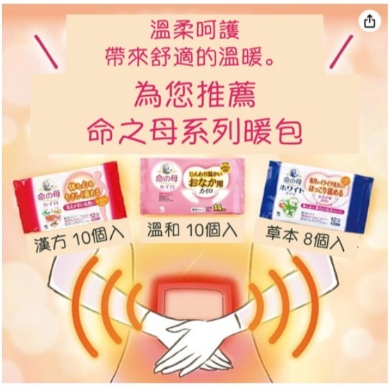 KOBAYASHI 小林製藥 桐灰命之母黏貼式溫和暖暖包 10個 1袋-細節圖3