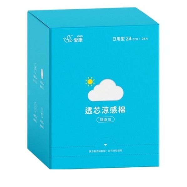 icon 愛康 涼感衛生棉 日用型 24cm 8片 15片 24片 深海礦物配方 草本精油-規格圖8