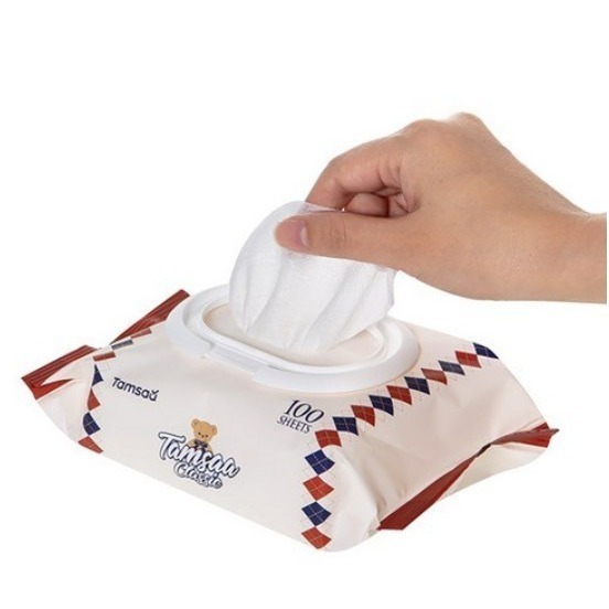 Tamsaa經典清潔濕紙巾 袖珍尺寸 柔軟布料 100張足量 12X19cm 100抽/包-細節圖2