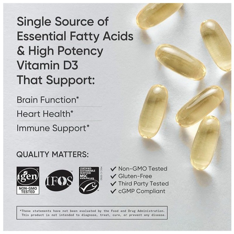 SPORTS RESEARCH Omega-3魚油維生素D3軟膠囊 1罐 120顆-細節圖3