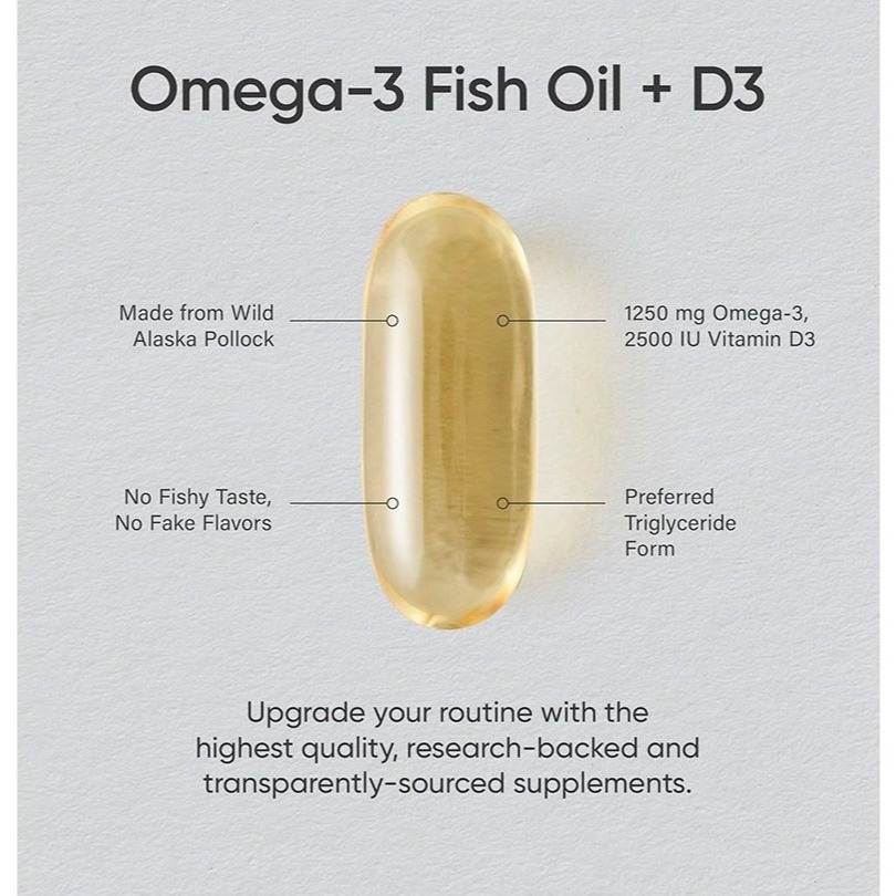 SPORTS RESEARCH Omega-3魚油維生素D3軟膠囊 1罐 120顆-細節圖4
