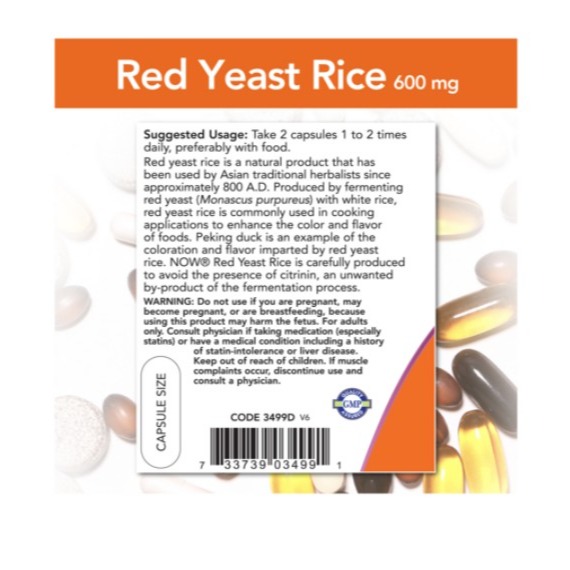 NOW Foods 紅麴素食膠囊 600mg 240顆 × 1罐-細節圖3