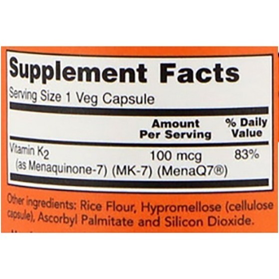 NOW Foods MK-7維生素K-2素食膠囊 100mcg 120顆 1罐-細節圖3