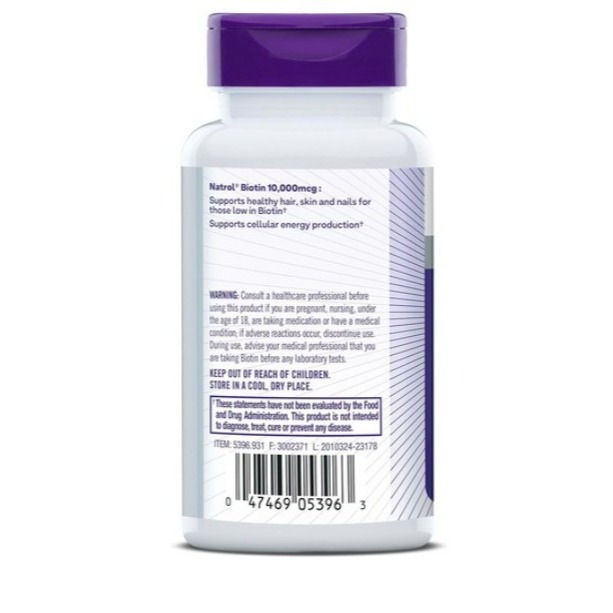 NATROL 納妥 Beauty生物素錠 10000mcg 100顆 1罐-細節圖2