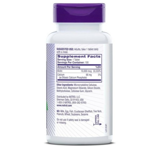 NATROL 納妥 Beauty生物素錠 10000mcg 100顆 1罐-細節圖3
